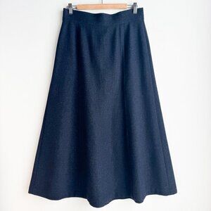 Rina Lange Navy Blue Wool Blend A line Mid Skirt M